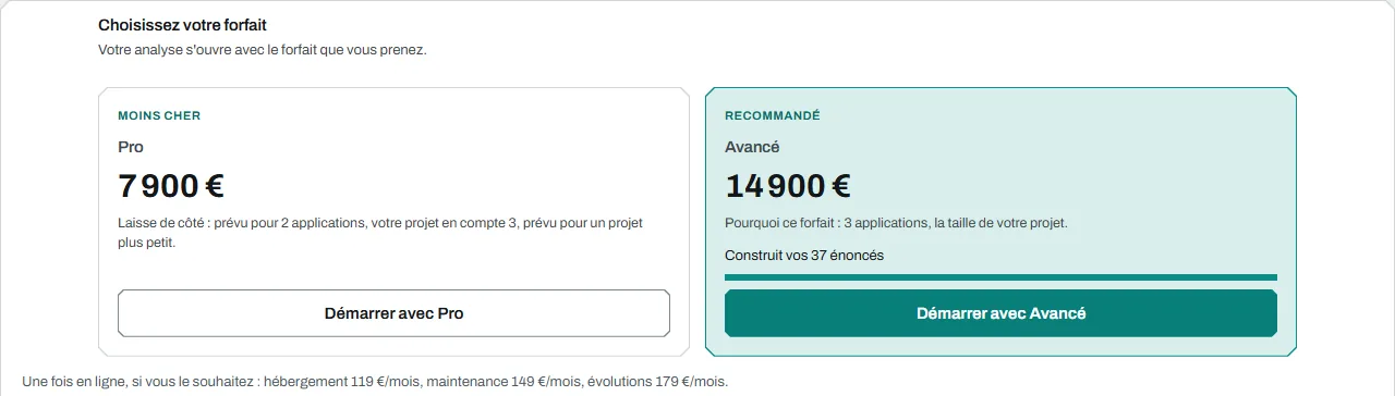 Le choix de l’offre, avec le prix ferme de chacune