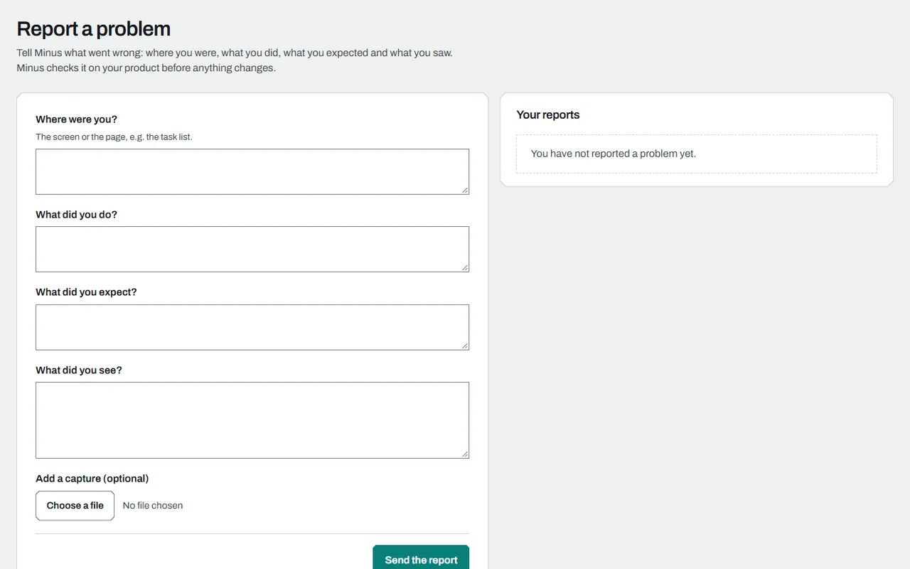 The four-question problem report